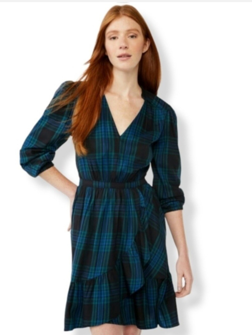 Free Assembly Women's Plaid Ruffle Dress